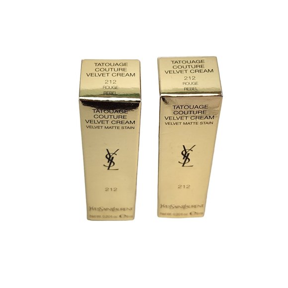 2 x Yves Saint Laurent Tatouage Velvet Lip Cream N212 Rouge Rebel red bean Full - Picture 4 of 13